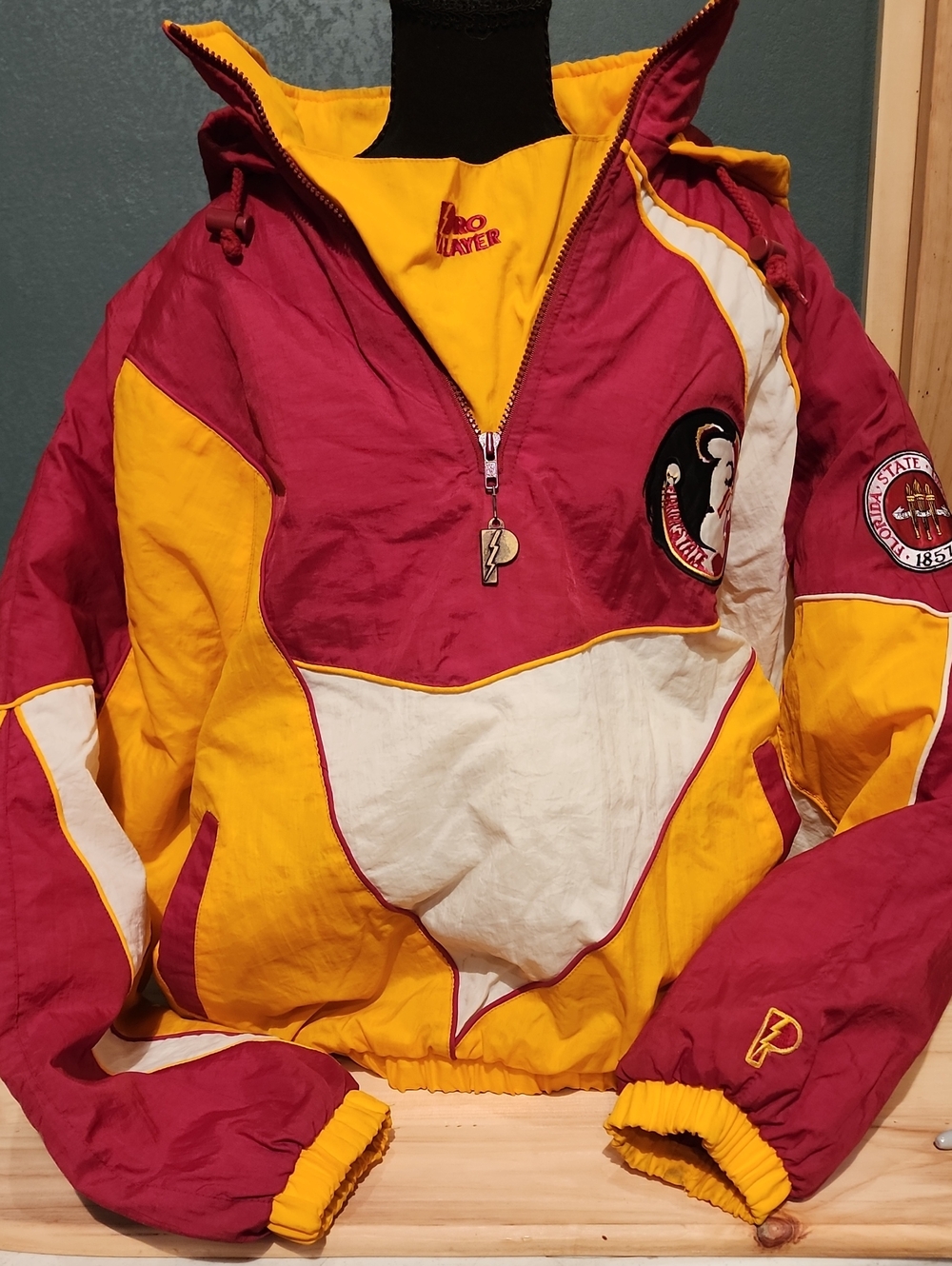 Pro Player Garnet, Florida State Gold & White Colorblock Pullover